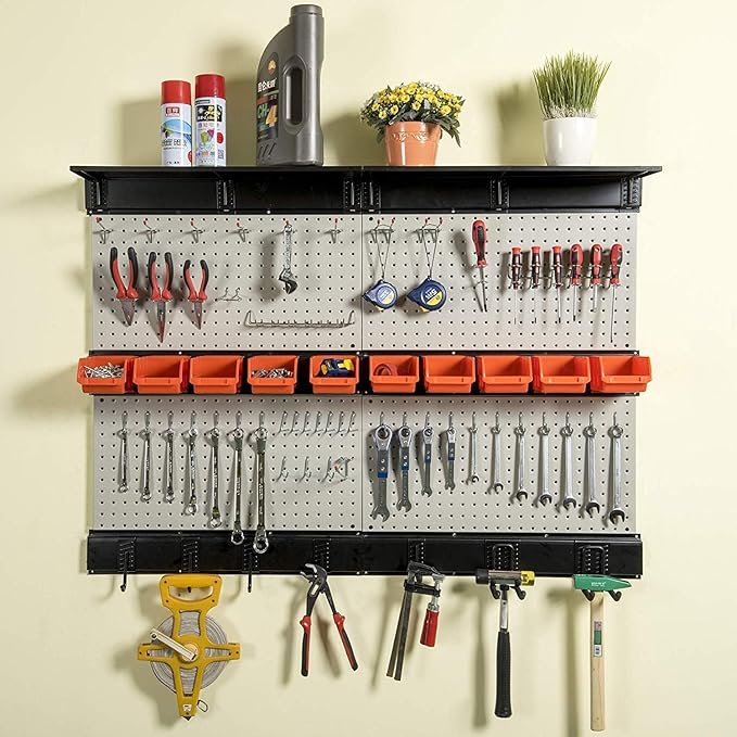 Ultrawall Pegboard Wall Organizer, 48 X 36 inch Garage Storage Pegboard with Hooks Storage Bins Tool Board Panel Tool Organiz