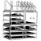 Cq acrylic 3 Pack Clear Makeup Organizer for Vanity,Countertop,Stackable 8 Drawers Cosmetic Storage for Hair Clip,Jewelry,Lip