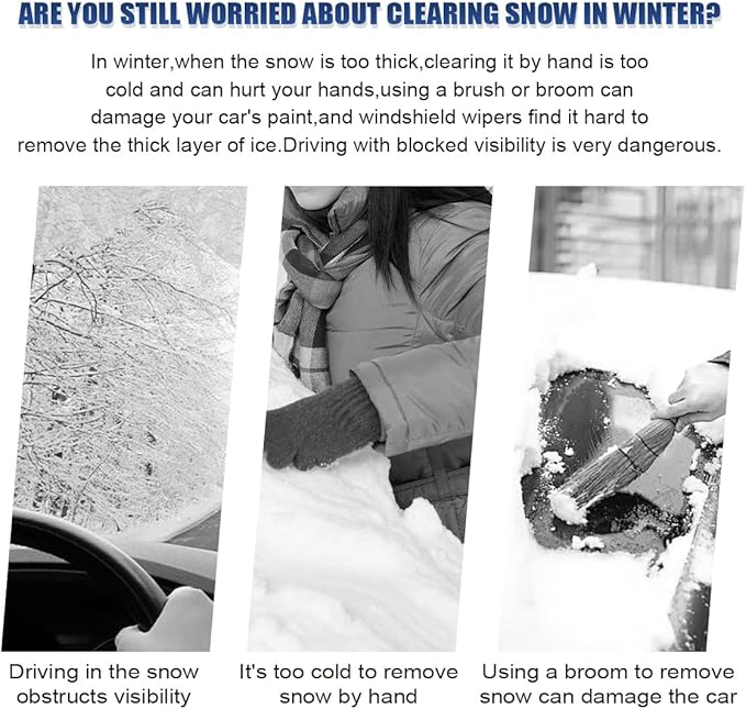 3 in 1 Snow Brush and Ice Scrapers for Car Windshield, 28" No-Scratch Automotive Window Cleaning Scraper with Ergonomic Grip, Detachable Winter Snow Removal Tool for Most Sedans(Purple)