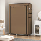Calmootey Portable Closet Organizers, Clothing Storage, Wardrobe with 6 Shelves and Hanging Rod, Non-Woven Fabric Cover with 