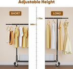 HOKEEPER Clothes Rack Collapsible Clothing Garment Rack Capacity 525LBS Clothing Racks on Wheels Heavy Duty Rolling Clothes R