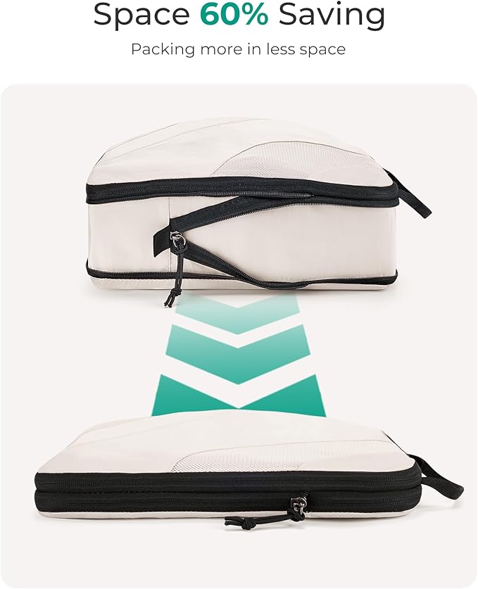 BAGSMART Compression Packing Cubes, 6 Set/4 Set/2 Set Travel Packing Cubes for Carry on Suitcases, Compression Suitcase Organ