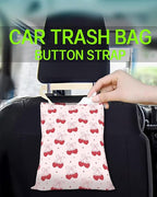 Car Trash Can, Durable Hanging Car Trash Garbage Bag, Cute Automotive Garbage Cans Organizer, Cute Pink Strawberry Bow