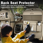 Car Seat Organizers,Multi-functional Back Seat Protectors, Storage Pouches, and Tray Holders (for Cars, Kids, Seat Back and Rear Seats) (Plain Beige, 1 Pcs)