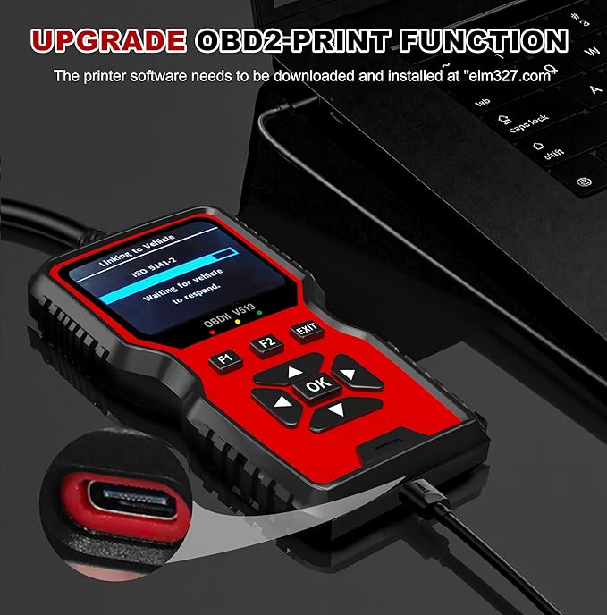 V519 OBD2 Diagnostic Scanner Tool - Vechicle Check Engine Light Code Reader with Battery Voltage Tester, I/M Readiness, Reset,
