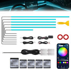 RGB Acrylic Interior Car LED Strip Light with Wireless APP, 10 in 1 with 175 inches 593 LEDs Neon LED Strip Light, 16 Million Colors Dynamic Music Sync Car Ambient Lighting Kits