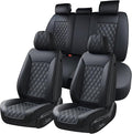 Huidasource Car Seat Cover, Nappa Leather Seat Covers, Velcro Adjustable, Compatible with Airbags, Armrests, Child Seat, Seat