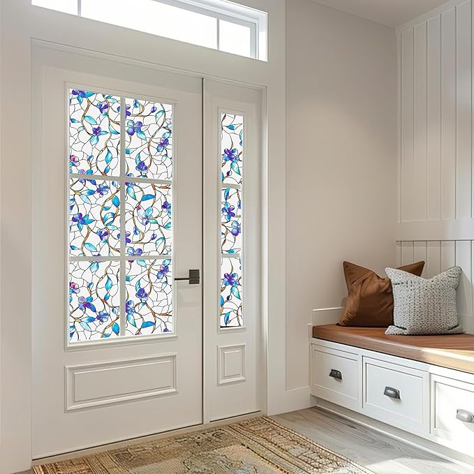 SOMWISE Frosted Glass Window Film, Heat Insulation, UV Block, Anti-Glare, One Way Privacy Tint, Static Cling for Home Bathroom Door, Renter Friendly, Day & Night Privacy
