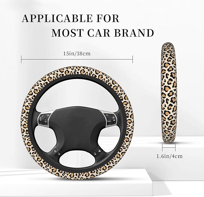 Steering Wheel Cover Universal Fit Car Interior Accessories for Women Men 15 Inch Breathable Anti Slip Odorless Neoprene Stee