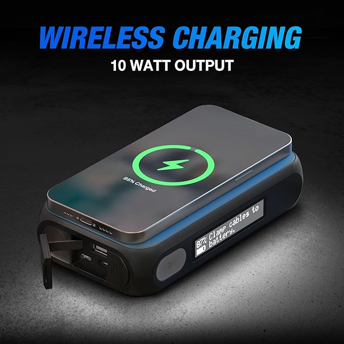 Type S Dynamic D10+ 1000A Automotive Jump Starter, UL Certified 12V Car Battery Booster for Up to 6.0L Gas & 3.0L Diesel Engines, Emergency Vehicle Starting Device with LED Flashlight & USB Charging