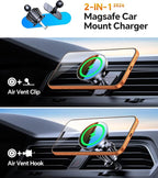 Kaistyle for MagSafe Car Mount Charger【Stronger Magnets】iPhone Magnetic Wireless Car Charger【Dashboard+Vent】 for Magsafe Charger Cell Phone Car Mount for iPhone 17 Pro Max 16 15 14 13 12 Magsafe case