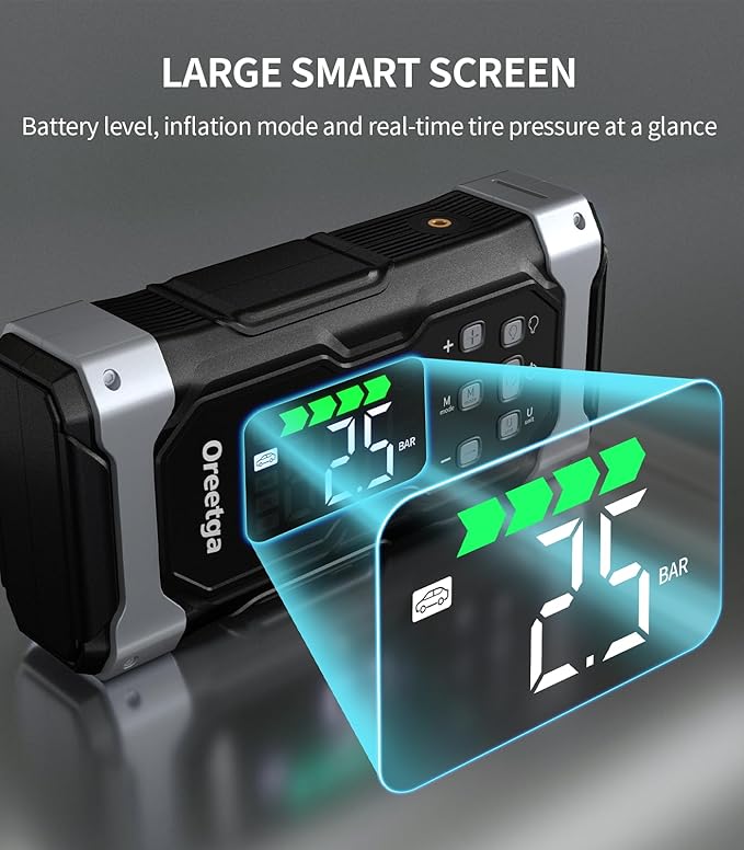 Upgraded 9000A Car Jump Starter with Air Inflator/Deflator Compressor, 9 in 1 Portable Jumper Box Power Pack Charger (All