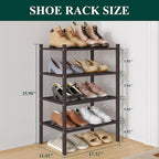 Smiry Small Bamboo Shoe Rack 4-Tier, Stackable Wooden Shoe Organizer for Entryway & Closet, Free Standing Wood Shoe Storage S
