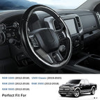Steering Wheel Cover for Ram 1500, Car Steering Wheel Cover for Dodge Ram 1500 (2012-2018) 1500 Classic(2019-2023) 2500(2012-2018) 3500(2012-2018) 5500(2012-2018), Matte Black