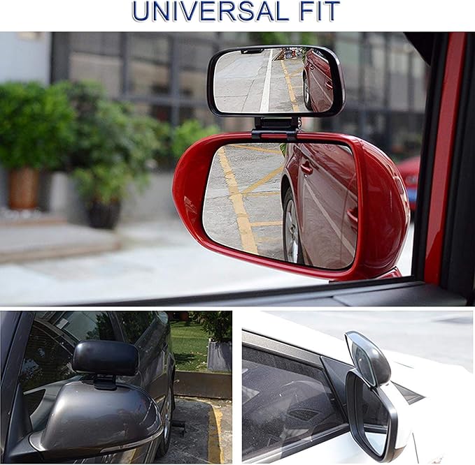 JONMON Blind Spot Mirror - Adjustable 360 Rotation Car Auxiliary Convex Wide Angle Mirror - Snap-On Clip for Side Rearview - Universal for Cars, Trucks, SUVs