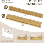 Fun Memories Picture Ledge Shelf - 32 Inches Floating Shelves Set of 4 - Floating Shelves with Lip for Storage - Wood Bookshe