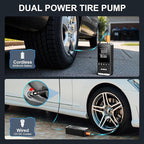 Tire Inflator Portable Air Compressor, 150 PSI Cordless Smart Air Pump for Car Tires, LED Light & Auto Shut-Off, Tires Pump for Car, Motorcycles, Bikes, Balls, Mini Bike Pump & Car Accessories