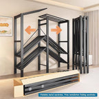 Heavy Duty Covered Clothes Rack with Magnetic Door 1500LBS Foldable Portable Wardrobe Closet for Hanging Clothing Rolling Bla