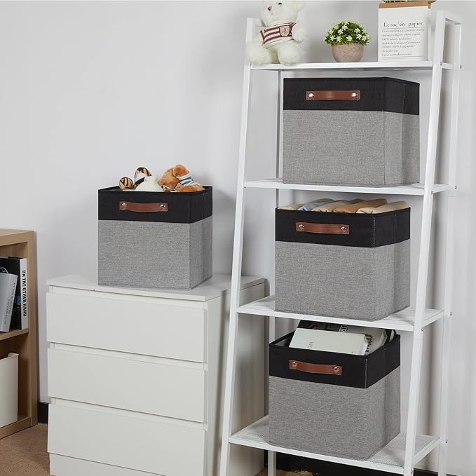 Temary Fabric Cube Storage Bins 12 Inch Decorative Storage Cubes Baskets 4 Pack Foldable Cube Storage Bins for Closet, Shelve