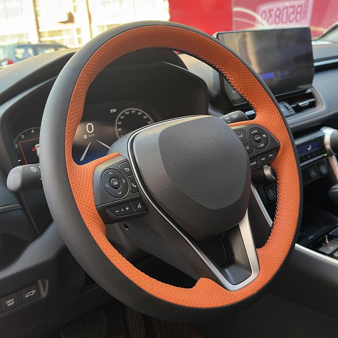 MEWANT Hand Sewn Steering Wheel Cover for Toyota Camry 2018-2019/Toyota Avalon 2019/Toyota Corolla 2019-2020/Toyota RAV4 2019 Steering Wheel Accessories