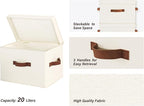 StorageWorks Fabric Storage Bins with Lid, Decorative Storage Boxes for Shelves, Stackable Closet Organizer Basket with Handl