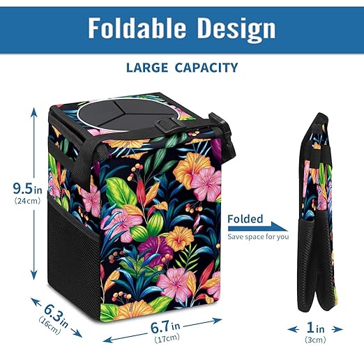 Car Trash Can – Multi-Purpose, Lightweight and Portable with Durable Water-Resistant Coating, No Installation Required, Practical and Ample Capacity, Variety of Colors.Rose Flower