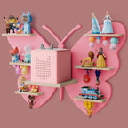 Butterfly Tonie Shelf for Toniebox - Pink Magnetic Tonies Wooden Floating Shelves, Cute Wall Shelf Storage for 20-32 Tonies F