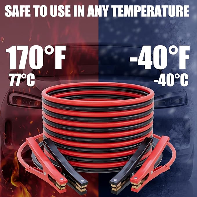 Jumper Cables for Car Battery, 6 Gauge 16 Feet 600AMP, Automotive BoosterCables for Jump Starting Dead or Weak Batteries with Carrying Bag Included