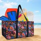 NGIL Extra Large Utility Tote Reusable Grocery Bag Oversized Collapsible for Groceries, Storage, Picnic, Beach (Paisley Perfection-Navy)