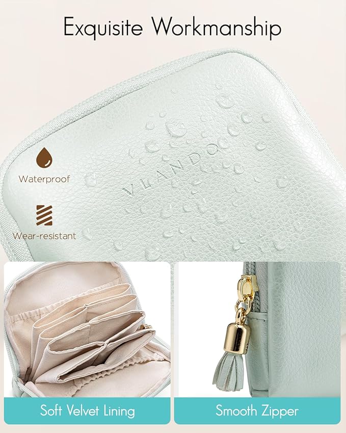 Vlando Small Jewelry Travel Case,Jewelry Pouch Bags with Zipper,Velvet Jewelry Organizer Storage Bag for Bracelet Rings Earri