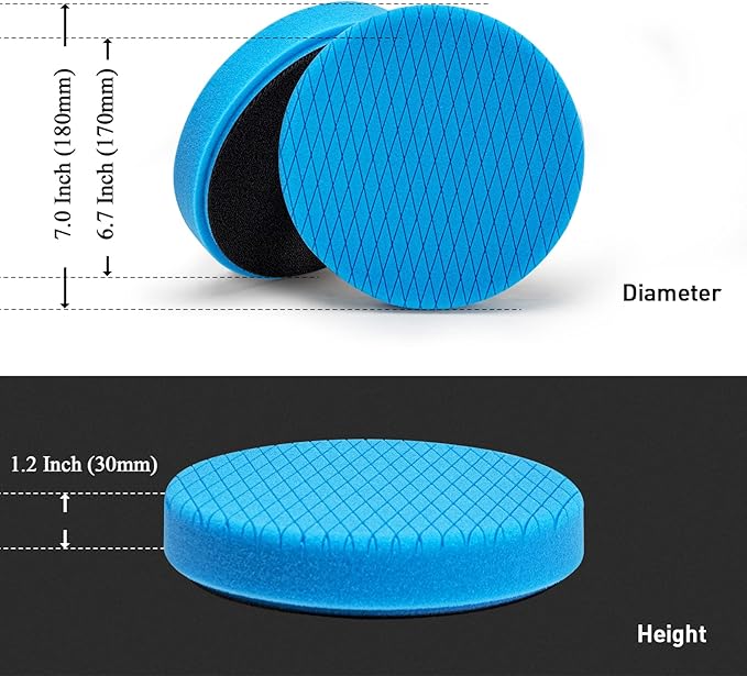 Autolock 7" Buffing Polishing Pads, 6 Pcs 7 Inch 180mm Face for 6.7 Inch Backing Plate, Compound Buffing Sponge and Woolen Pads, Cutting Polishing Pad Kit for Car Buffer Compounding, Polish and Wax