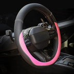 Valleycomfy Microfiber Leather Steering Wheel Cover Universal 15 inch(Pink)