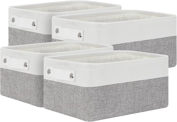 Bidtakay Small Storage Baskets for Organizing [4-Pack] Fabric Storage Bins for Baby Organizer Shelf Baskets for Nursery Stora