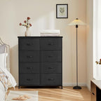 DUMOS 8 Drawer Dresser for Bedroom, Fabric Storage Organizer with Sturdy Metal Frame, Wooden Top Chest of Drawers for Closet 