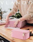 Vlando Jewelry Travel Case with 12 Velvet Jewelry Bags Travel Jewelry Orgainzer for Girls Jewelry Box for Necklace Rings Earr