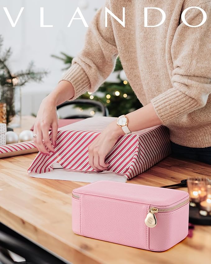 Vlando Jewelry Travel Case with 12 Velvet Jewelry Bags Travel Jewelry Orgainzer for Girls Jewelry Box for Necklace Rings Earr