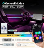 KENANEK Acrylic Car LED Strip, 10 in 1 USB/Type C Interface Colorful 187-inch Ambient Lighting car Interior kit，Supporting Wireless Control Modes，with 16 Million Color Options