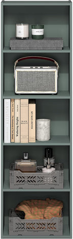 Furinno LUDER Book Shelf, 5-Tier Bookshelf, Bookcase with Open Shelves, 9.4 x 15.8 x 52, Easy Assembly, for Living Room, Bedr