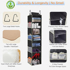 2 Pack Large-Sized Hanging Shoe Organizer 8-Shelf, Hanging Closet Organizer with 8 Side Pockets, Wider Hanging Shelves for St