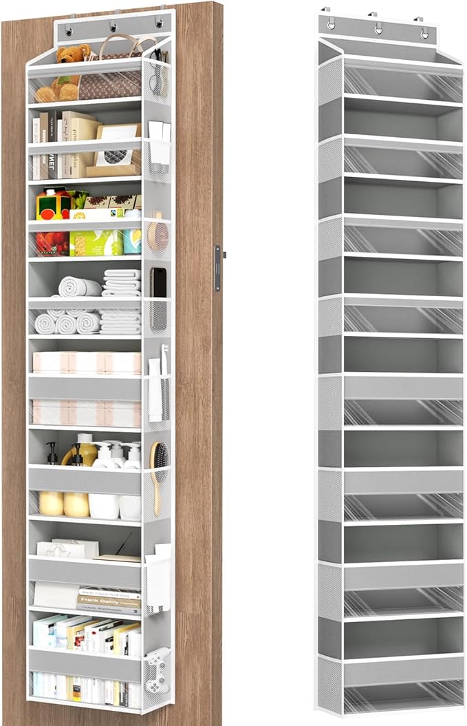 Mefirt Over The Door Organizer, 8 Shelf Door Hanging Organizers with 8 Large Capacity Pockets, Back of Door Organizer Storage