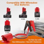 Jumper Cables for Car with Adapter Compatible with Milwaukee M12 12V Batteries, Silicone Wire 8AWG 2FT Alligator Clips Automotive Jump Starter Jumper Cables for Jump Starting Car or Tool Batteries