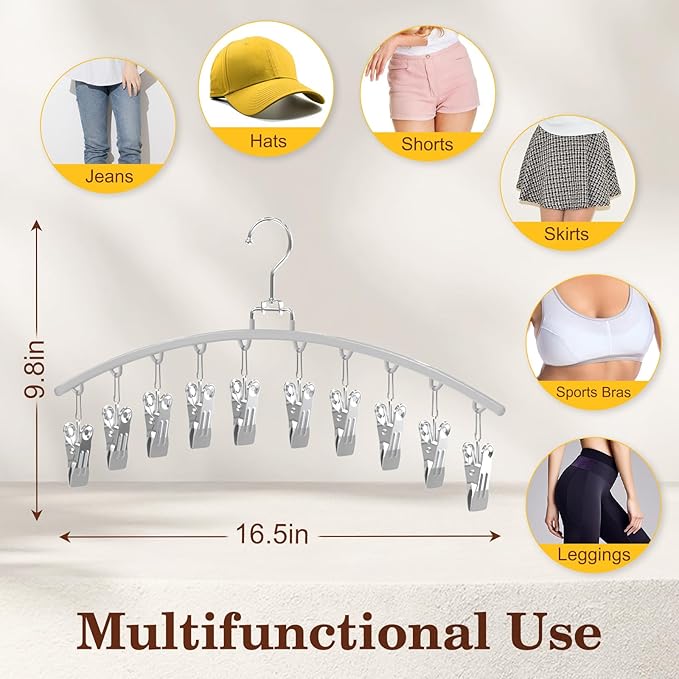 4 Pack Legging Organizer for Closet, Metal Gym Clothes Organizer w/40 Clips Holds 40 Leggings, Scarf Hangers Space Saving, Cl