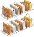 SPACEKEEPER Adjustable Shelf Divider for Closet, 2 Pack Clear Purse Organizers for Closet Acrylic Handbag Separators Storage 
