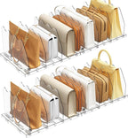 SPACEKEEPER Adjustable Shelf Divider for Closet, 2 Pack Clear Purse Organizers for Closet Acrylic Handbag Separators Storage 