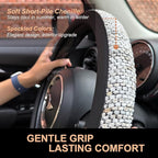 PINCTROT Chenille Leather Steering Wheel Cover, Soft Mottled Colors, Sweat-Proof, Non-Slip Grip, All-Season Comfort, Universa