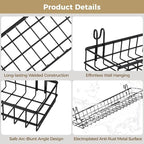 4 Pcs Metal Grid Wall Baskets with Hooks, 15.75 x 3.94 x 1.97 Inch Grid Wall Shelves Hanging Wire Basket Multi Function Stora