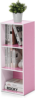 Furinno LUDER Book Shelf, 3-Cube Bookshelf, Bookcase with Open Shelves, 9.3 x 12 x 31.5, Easy Assembly, for Living Room, Bedr