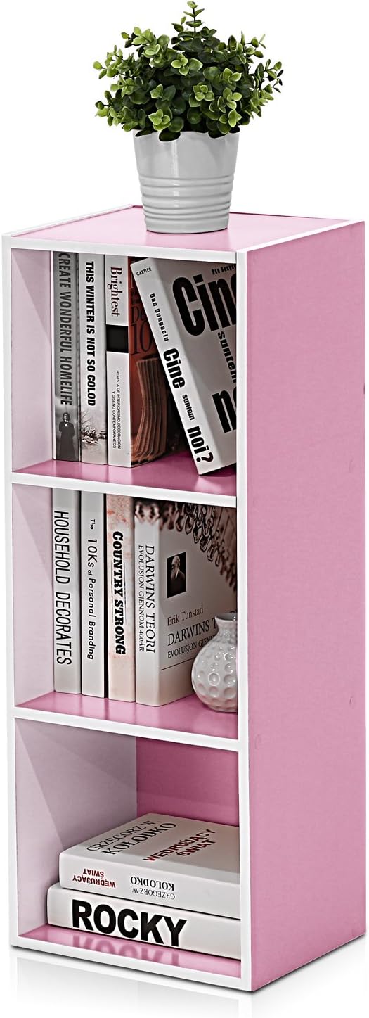 Furinno LUDER Book Shelf, 3-Cube Bookshelf, Bookcase with Open Shelves, 9.3 x 12 x 31.5, Easy Assembly, for Living Room, Bedr