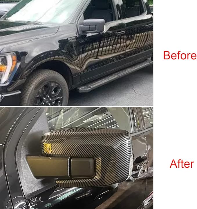 Keptrim for F150 Rearview Side Mirror Cover Trim for Ford F150 2021 2022 2023 2024 2025, ABS Carbon fiber, 2pcs