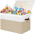 Gowee Large Toy Storage Box with Lid, Sturdy Toys Storage Chest Bin Organizer Basket with Dividers for Kids, Boys, Girls, Nur